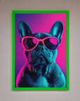 Neon French Bulldog Framed Wall Art