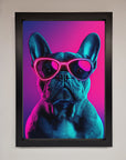 Neon French Bulldog Framed Wall Art