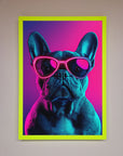Neon French Bulldog Framed Wall Art