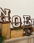 Christmas Fireplace Mantle Sign Decoration NOEL in 12 inch Tall Rustic Rusted Carnival Letters
