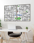 NY city posters | Set of 2 wall art prints for office decor