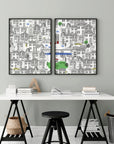NY city posters | Set of 2 wall art prints for office decor