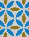 Premium OASIS Cement Tile in yellow and blue, timeless elegant handcrafted floor and wall tiles, best-selling bathroom and kitchen tiles, needs sealing by Maria Starling Design at brixbailey.com