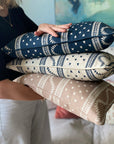 Odette Rectangular Cushion - Cream & Indigo