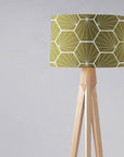 Olive Green Drum Lampshade, White Hexagon Design Shade for Table, Floor or Ceiling Pendant Light
