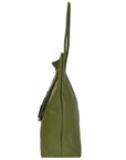 Olive Green Drawcord Leather Hobo Shoulder Bag Brix Bailey Ethical Sustainable Leather Bag Brand