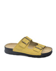 Yellow Leather Slide Sandals