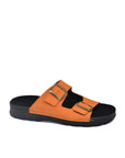 Orange Leather Buckle Strap Sandals