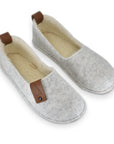 Natural Felt and Lambswool Slippers White