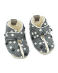 KAKU Natural Sheep’s Wool & Felt Kids’ Slippers - Dotted Grey