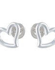 Open Heart Silver Stud Earrings