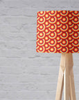 Orange and Brown Drum Lampshade, 1970s Retro Circles Design Shade for Table, Floor or Ceiling Pendant Light