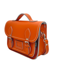 Leather Midi Satchel - Orange