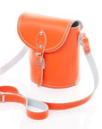 Handmade Leather Barrel Bag - Orange