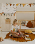 Organic Cotton and Linen Leaf Playmat Caramel