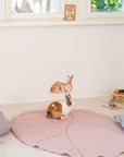 Organic Cotton and Linen Leaf Playmat Powder Pink
