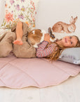 Organic Cotton and Linen Leaf Playmat Powder Pink