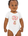Personalised Name Bear Pink Hot Air Baloon Bodysuit
