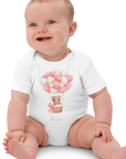 Personalised Name Bear Pink Hot Air Baloon Bodysuit