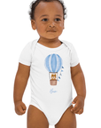 Personalised Name Bear Blue Hot Air Baloon Bodysuit