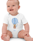 Personalised Name Bear Blue Hot Air Baloon Bodysuit
