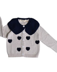 Organic Navy Heart Cardigan