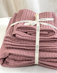 Organic Waffle Cotton Towel in Old Pink