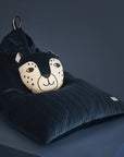 Luxury Essaouira velvet beanbag, premium eco-velvet, stylish night blue, handcrafted, best-selling kids seating, removable washable cover by Ella James at brixbailey.com