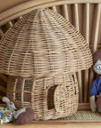 Luxury rattan toadstool fairy house, stylish decorative dolls house with removable roof and opening door, best-selling kids room decor by Ella James at brixbailey.com