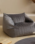 Luxury Chelsea velvet armchair beanbag for kids, premium eco-velvet, removable washable cover, stylish slate grey, lightweight design by Ella James at brixbailey.com