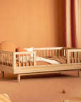 Luxury Nobodinoz solid oakwood junior bed, premium low-level transition bed with adjustable heights, elegant matte finish, 4 colorway kit by Ella James at brixbailey.com