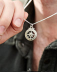 Travel Safe Outline Compass Large St Christopher Silver Necklace