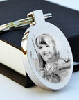 Engraved Photo Keychain – Stainless Steel Double-Sided Metal Keyring Gift