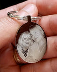 Engraved Photo Keychain – Stainless Steel Double-Sided Metal Keyring Gift