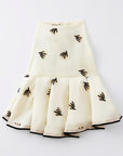 Pleated Dress with Embroider (Cream)