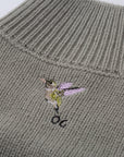 Turtleneck Long Sleeve Jumper with Embroidey Bird