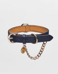 Leather Collar with Chain (Black)