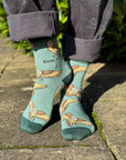 Save the Barn Owls Bamboo Socks in Olive Green