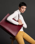 Handmade Leather Shopper - Marsala Red