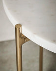 Luxury Marmilla nesting side tables set of two with marble tops and gold metal stands, elegant timeless design by Ella James at brixbailey.com