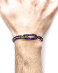 Padstow Silver and Braided Leather Bracelet - Grape Purple