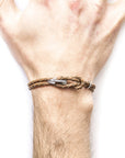 Light Brown Silver Braided Leather Bracelet