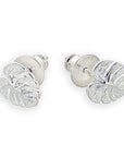 Monstera Palm Leaf Silver Stud Earrings