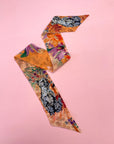 Peach botanical 'Panthera' skinny Silk scarf, delicate, lightweight Twilly style scarf accessory with animal print texture