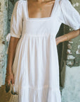 Parker Dress - White Cotton Swiss Dot Dress With Lace Trim