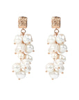 Festive Pearl Drop Earrings in Rose Gold and Silver
