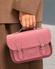 Leather Midi Satchel - Pastel Pink