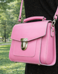 Handmade Leather Sugarcube Handbag - Pastel Pink