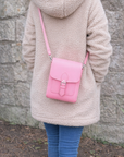 Handmade Leather Festival Phone Bag - Pastel Pink