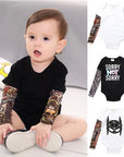 Long Sleeve Tattoo Print Romper for Baby Boys - Edgy Cotton Bodysuit 9M-12M by Baby Lamby at brixbailey.com